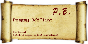 Posgay Bálint névjegykártya